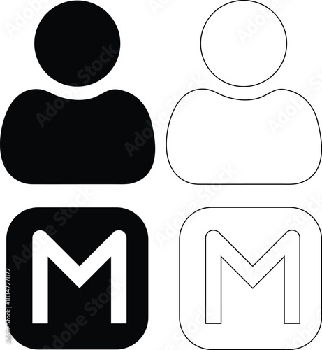 User profile icon set featuring business men and women in black silhouette style