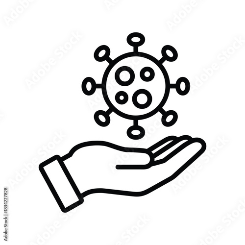 Hand Holding Virus Icon: Coronavirus Protection, Pandemic, and Health