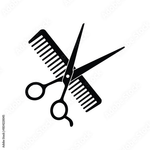 Scissors and Comb Icon: Haircut, Barbershop, Salon, and Hairstyle