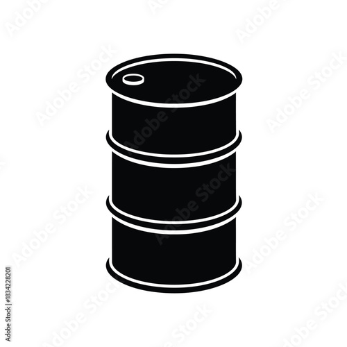 Black silhouette of an oil barrel icon oil barrel, drum, container, fuel, liquid