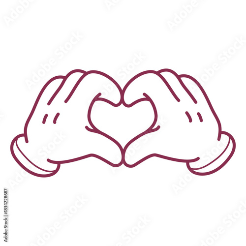 Cartoon hands forming heart stroke