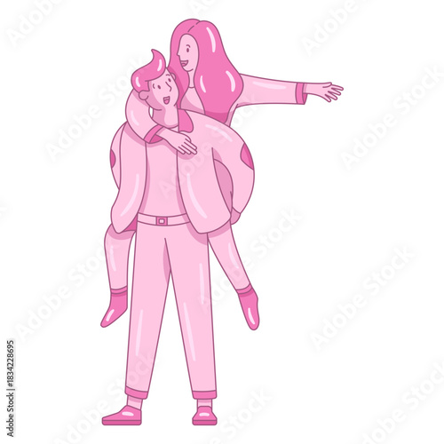 Couple piggyback flat