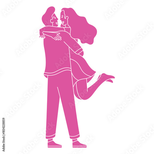 Man lifting woman couple silhouette