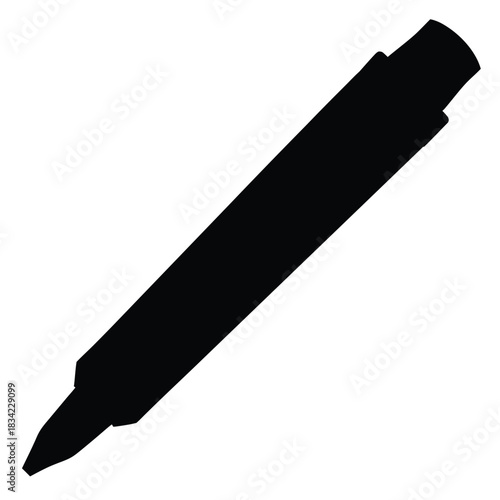 Silhouette Of Marker Pen Stationery Supply For Writing Or Drawing Vector
