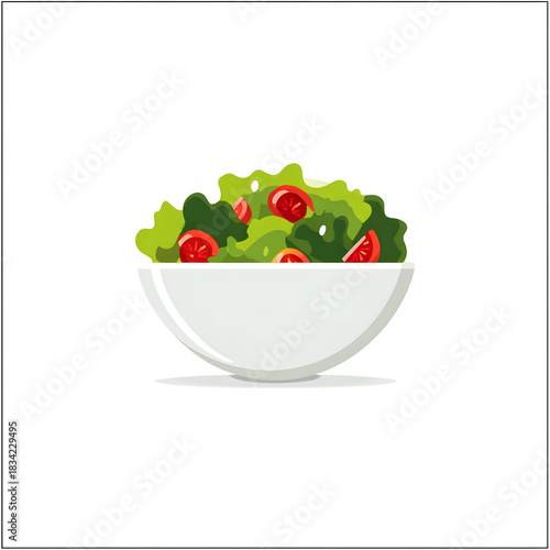 Fresh green salad with cherry tomatoes in a white bowl