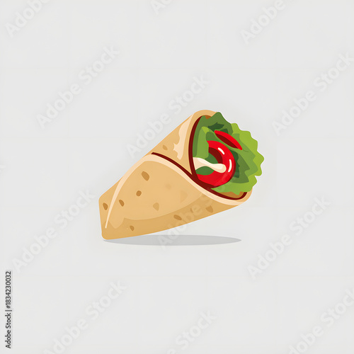 Delicious freshly made chicken wrap with lettuce and tomato