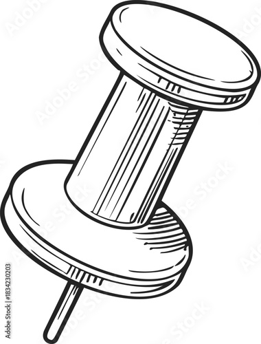 Push pin sketch hand drawn style isolated on white background. Vector illustration