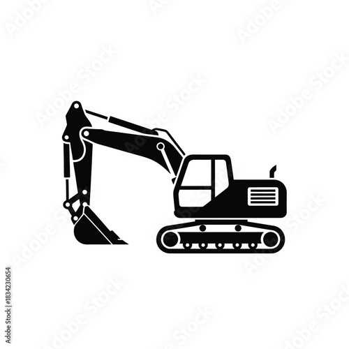 Excavator Silhouette Icon excavator, construction, heavy machinery, digger, bulldozer