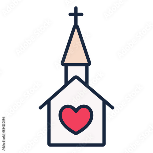 Wedding church stroke icon