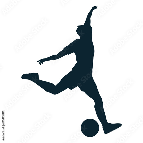 Male silhouette soccer player