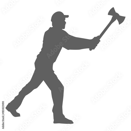 Lumberjack with double axe silhouette