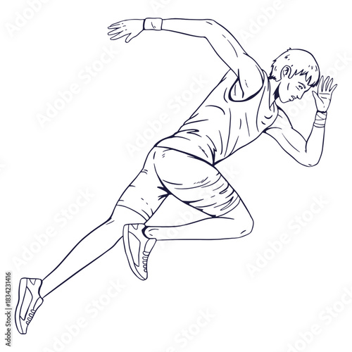 Male athlete character hand drawn