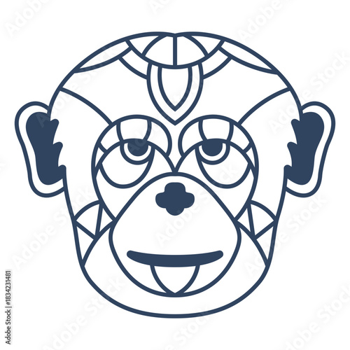 Mandala monkey head stroke