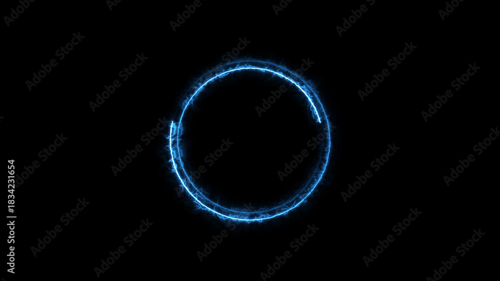 Fototapeta premium Glowing blue circle frame background illustration. 