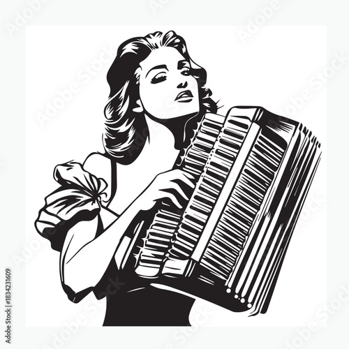 woman playing the accordion