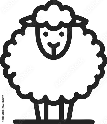 Sheep sketch hand drawn icon with fluffy wool and simple face. Vector illustration