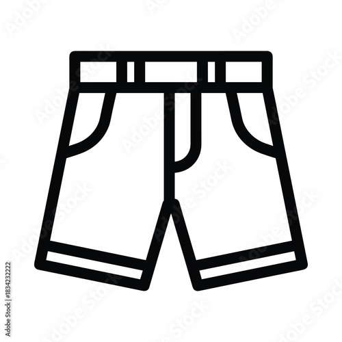 Simple outline icon of casual shorts with pockets and belt loops