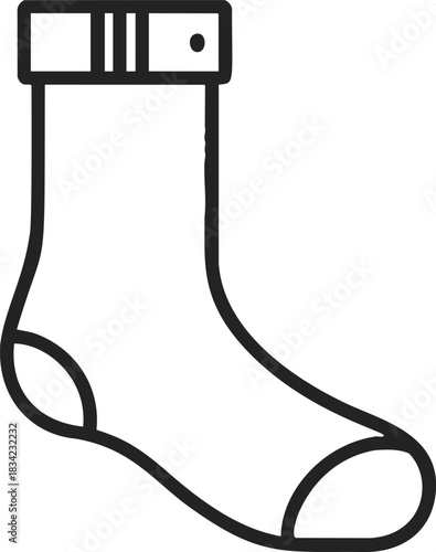 Sock sketch hand drawn outline with cuff and simple details. Vector illustration