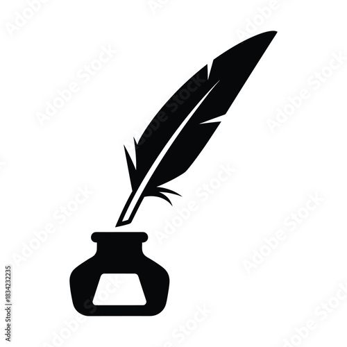 Quill Pen and Inkwell Icon writing calligraphy