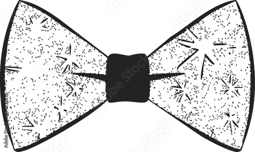 Bow tie sketch hand drawn with textured pattern and star details. Vector illustration