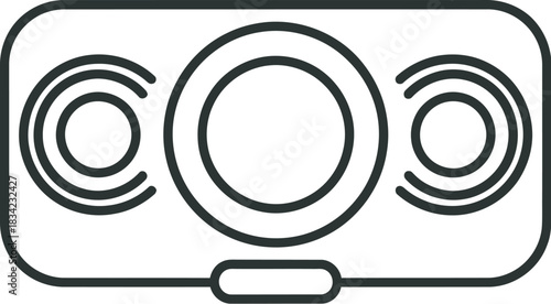 Simple outline of a modern speaker emitting sound waves
