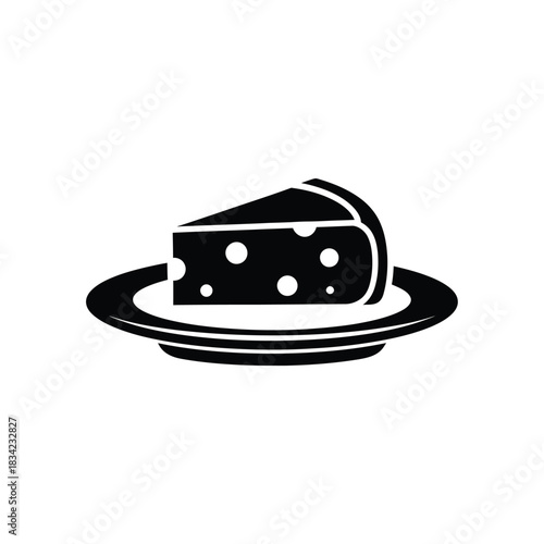 Slice of Cheese Icon on Plate food dairy