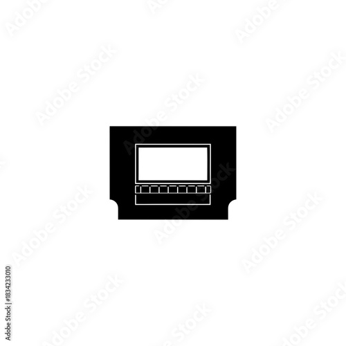 Illustration of a simple black and white movie ticket on transparent background
