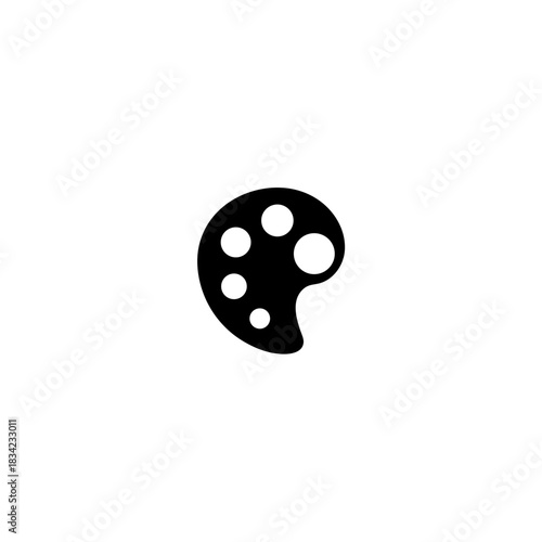 Illustration of a black artist palette with paint circles on transparent background