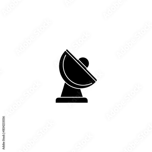 Illustration of a black satellite dish on a white background on transparent background