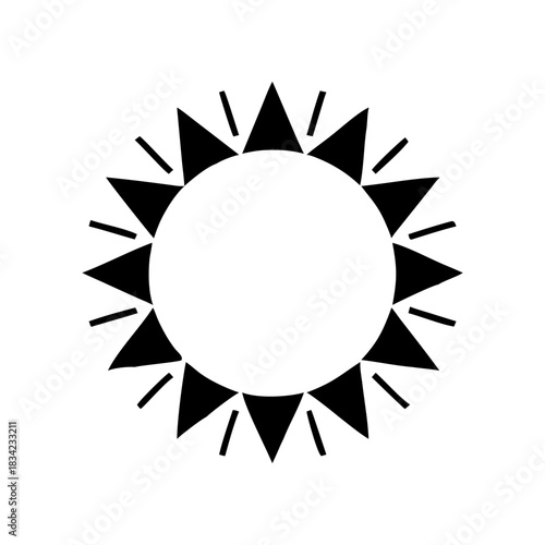Illustration of a sun with triangular rays and lines on transparent background