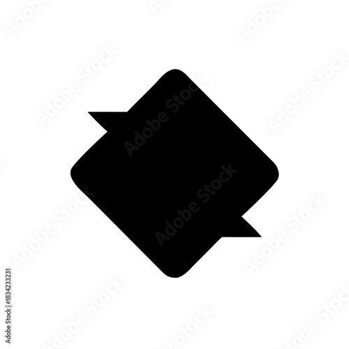 Black rounded diamond shape with left and right triangles on transparent background