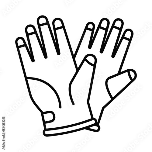 Simple outline drawing of a pair of work gloves for protection and safety