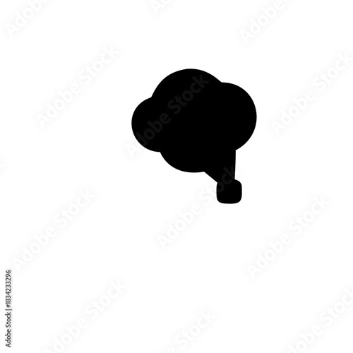 Stylized black hot air balloon icon on a white background on transparent background