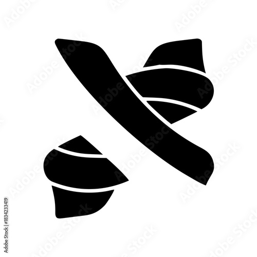 Illustration of a black twisted cloth or ribbon design on transparent background