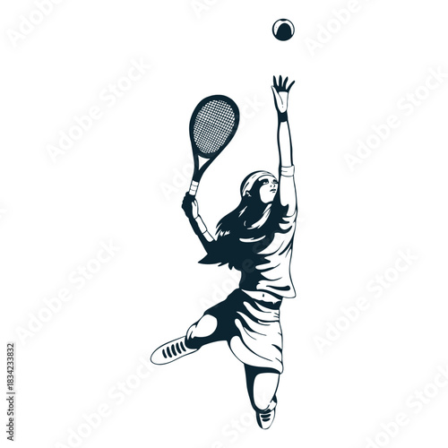 Tennis player character black and white
