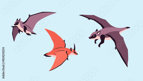 Flying Bats Illustration.