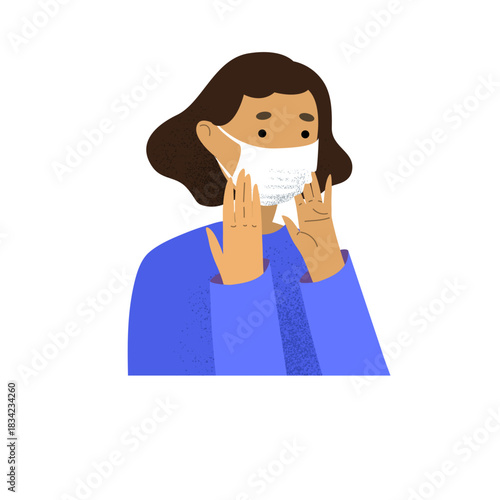 Coronavirus woman facemask character