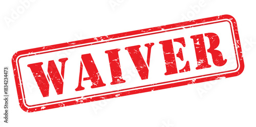 Waiver red legal stamp vector. Grunge document rubber label vector