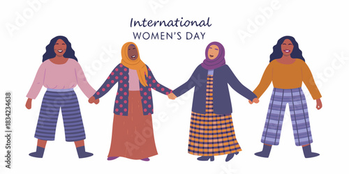 Diverse women holding hands for international women s day celebration