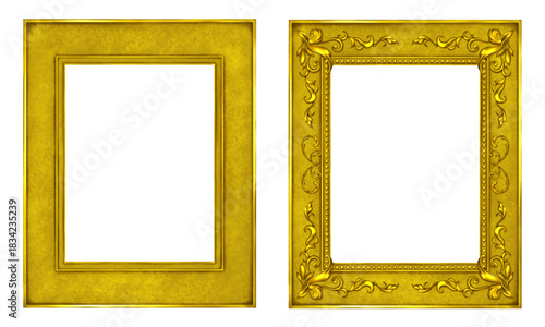  アンティークな装飾がほどこされた古い金属製の四角い額縁