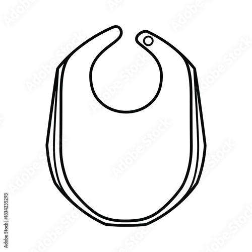 Simple outline drawing of a baby bib isolated on white background