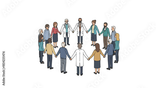 Community health conceptdiverse people holding hands in a circle of trust