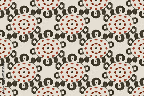 Ikat ethnic traditional orientation design ikat style. Block print pattern. Geometric seamless pattern ikat print for cloth, textile, background, and shirt design. Fabric background. vintage, motif.