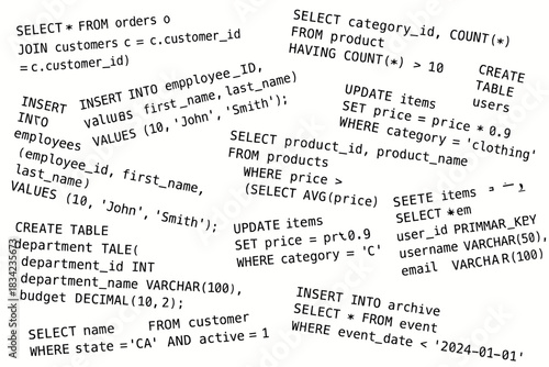 chaotic meme collage with programming codes in black text on a white background

