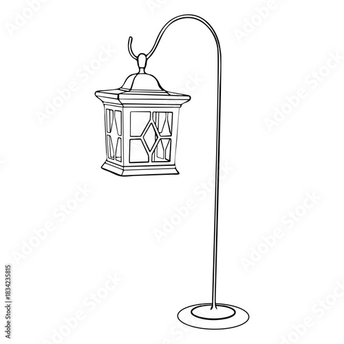 Vintage hanging lantern hand drawn