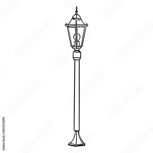 Vintage street lamp hand drawn