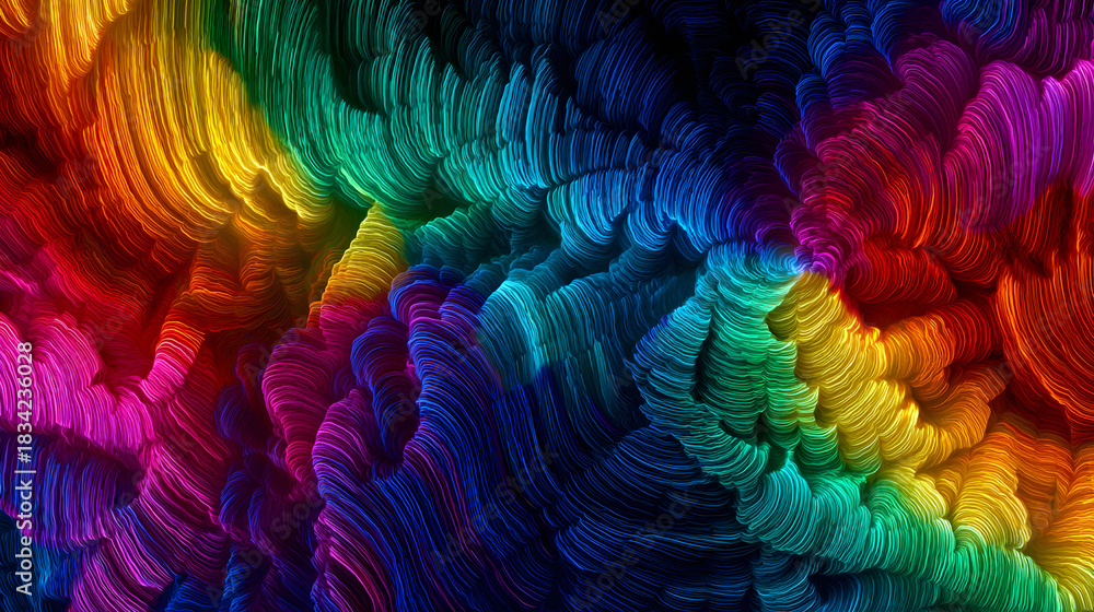 Naklejka premium Abstract vibrant rainbow texture background with colorful flowing lines