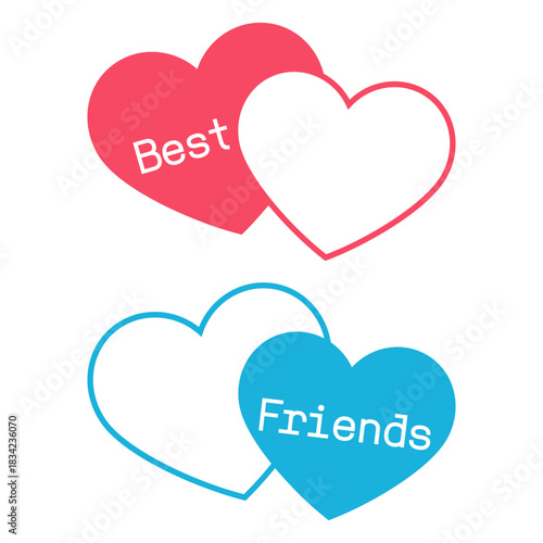 Best friends pink and blue hearts