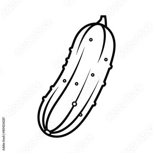 Simple outline drawing of a fresh green cucumber with small bumps on its skin
