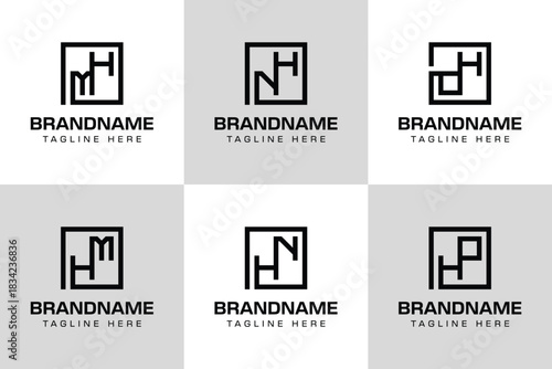 Letters HM MH HN NH HO OH Monogram Logo Set, suitable for any business